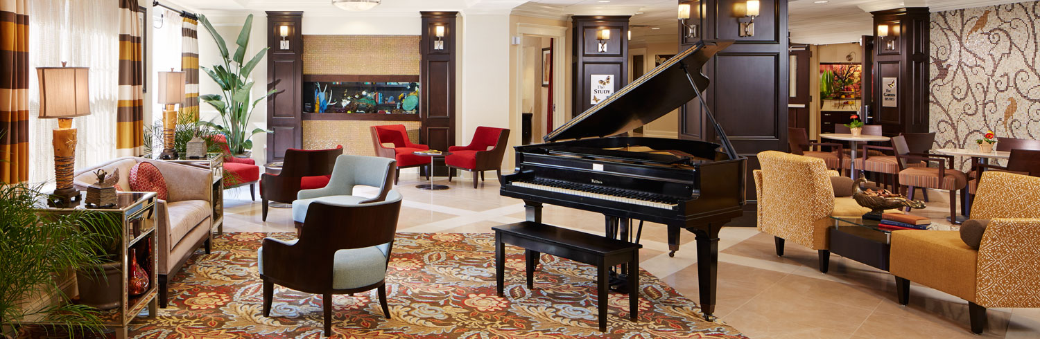 Building lobby with piano